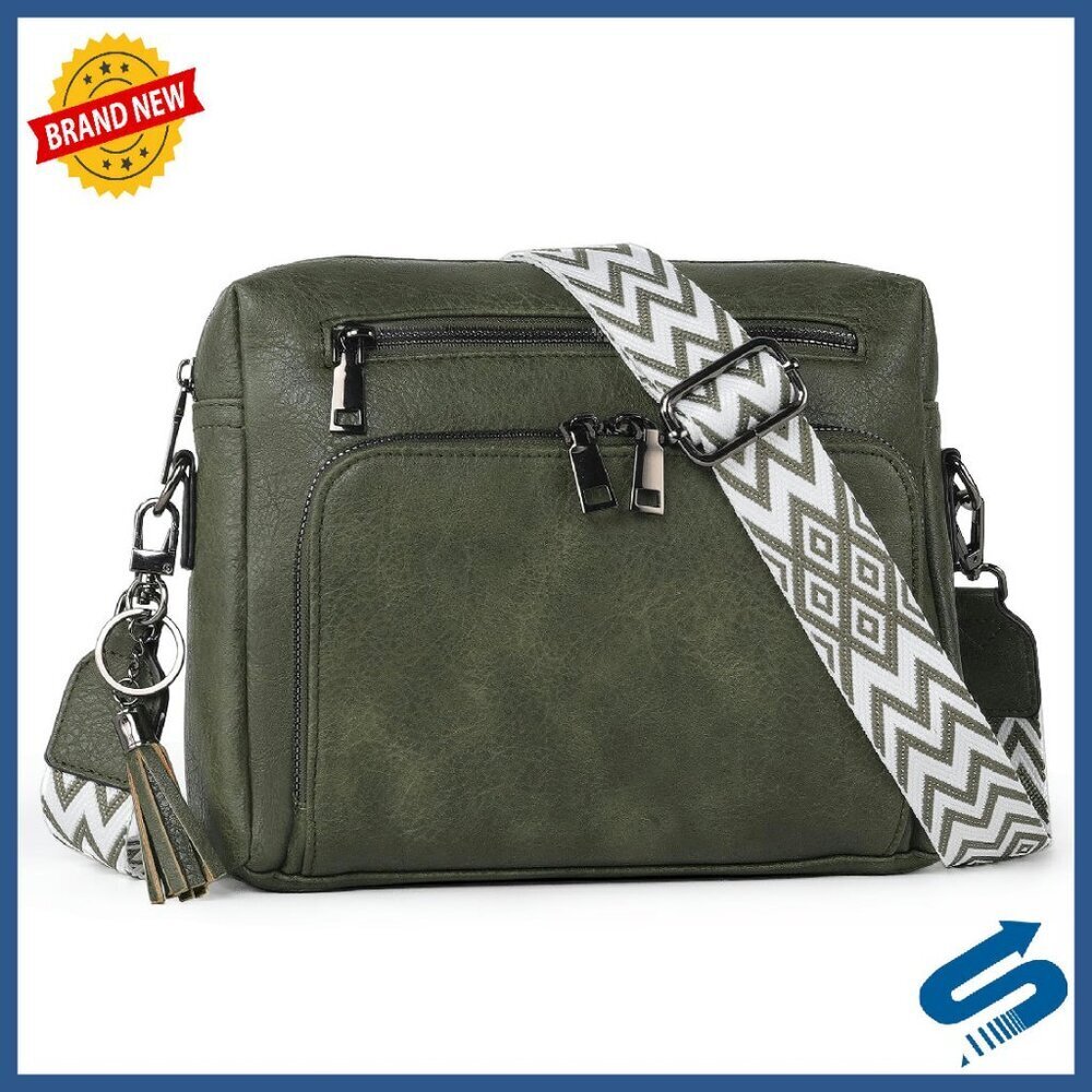 Large Vegan Leather Crossbody Bag with RFID Wallet & Adjustable Strap